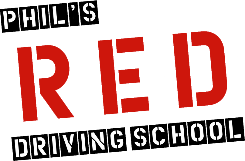 Phils RED Driving School white logo